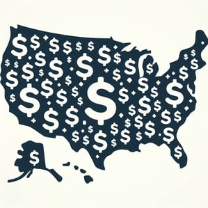 US map full of dollar signs